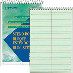 TOPS Steno Book, Gregg Rule, 80Sheets/PD, 6 in x 9 in, 12/PK, GN Tint