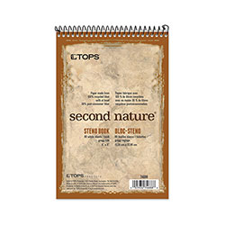 TOPS Second Nature Recycled Notepads, Gregg Rule, Brown Cover, 80 White 6 x 9 Sheets