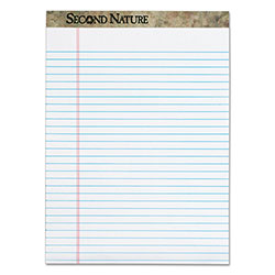 TOPS Second Nature Recycled Ruled Pads, Wide/Legal Rule, 50 White 8.5 x 11.75 Sheets, Dozen (TOP74880)