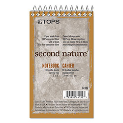 TOPS Second Nature Wirebound Notepads, Narrow Rule, Randomly Assorted Cover Colors, 50 White 3 x 5 Sheets (TOP74135)