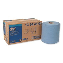 Tork Industrial Paper Wiper, 4-Ply, 11 x 15.75, Blue, 375 Wipes/Roll, 2 Roll/Carton