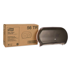 Tork Twin Jumbo Roll Bath Tissue Dispenser, 19.29 x 5.51 x 11.83, Smoke/Gray (SCA56TR)