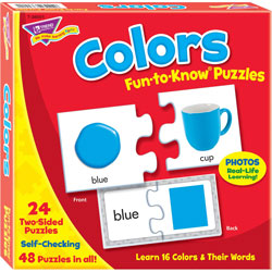 Trend Enterprises Colors Fun-To-Know Puzzles, 3 in x 3 in, 48 Pieces