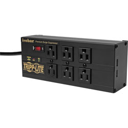 Tripp Lite Surge Protector, 6-Outlet, 8-7/10 inWx3-3/5 inDx2-1/2 inH, Black