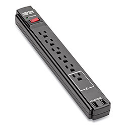 Tripp Lite Protect It! Surge Protector, 6 Outlets, 6 ft Cord, 990 Joules, Black