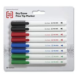 TRU RED™ Pen Style Dry Erase Marker, Fine Bullet Tip, Assorted Colors, 8/Pack