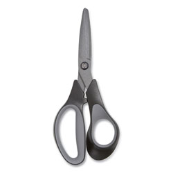TRU RED™ Non-Stick Titanium-Coated Scissors, 7 in Long, 2.88 in Cut Length, Gun-Metal Gray Blades, Black/Gray Straight Handle