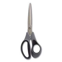 TRU RED™ Non-Stick Titanium-Coated Scissors, 8 in Long, 3.86 in Cut Length, Gun-Metal Gray Blades, Gray/Black Straight Handle