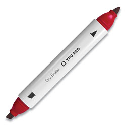 TRU RED™ Dry Erase Marker, Tank-Style Twin-Tip, Fine/Medium Bullet/Chisel Tips, Red, 4/Pack