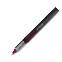 TRU RED™ Roller Ball Pen, Stick, Fine 0.5 mm, Red Ink, Black Barrel, Dozen