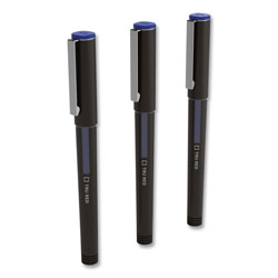 TRU RED™ Roller Ball Pen, Stick, Fine 0.5 mm, Blue Ink, Black Barrel, 3/Pack