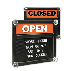 U.S. Stamp & Sign Double-Sided Open/Closed Sign w/Plastic Push Characters, 14 3/8 x 12 3/8 (USS3727)