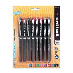 Uni-Ball VISION ELITE Stick Roller Ball Pen, Micro 0.5mm, Assorted Ink, Black Barrel
