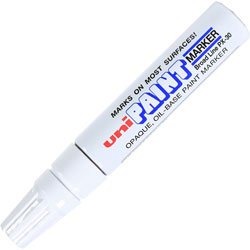 Uni-Ball PX-30 Uni-Paint Broad Line Markers - Broad Marker Point - White Oil Based Ink - 6 / Box