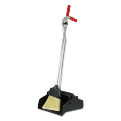 Unger Ergo Dustpan With Broom, 12 Wide, Metal w/Vinyl Coated Handle, Red/Silver