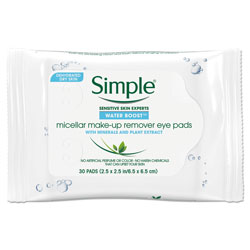 Simple® Eye And Skin Care, Eye Make-Up Remover Pads, 30/Pack, 6 Packs/Carton