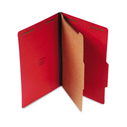Universal Bright Colored Pressboard Classification Folders, 2" Expansion, 1 Divider, 4 Fasteners, Legal Size, Ruby Red Exterior, 10/Box (UNV10213)