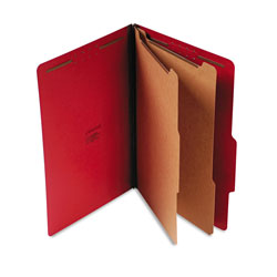Universal Bright Colored Pressboard Classification Folders, 2 in Expansion, 2 Dividers, 6 Fasteners, Legal Size, Ruby Red, 10/Box