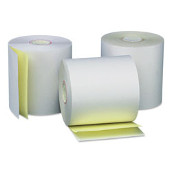 Universal Carbonless Paper Rolls, 0.44 in Core, 3 in x 90 ft, White/Canary, 50/Carton