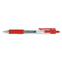 Universal Comfort Grip Gel Pen, Retractable, Medium 0.7 mm, Red Ink, Translucent Red Barrel, Dozen (UNV39914)