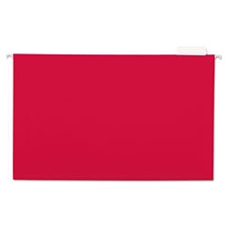 Universal Deluxe Bright Color Hanging File Folders, Legal Size, 1/5-Cut Tabs, Red, 25/Box (UNV14218)