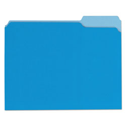 Universal Deluxe Colored Top Tab File Folders, 1/3-Cut Tabs: Assorted, Letter Size, Blue/Light Blue, 100/Box (UNV10501)