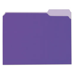 Universal Deluxe Colored Top Tab File Folders, 1/3-Cut Tabs: Assorted, Letter Size, Violet/Light Violet, 100/Box (UNV10505)