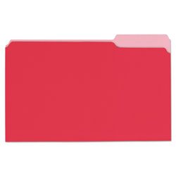 Universal Deluxe Colored Top Tab File Folders, 1/3-Cut Tabs: Assorted, Legal Size, Red/Light Red, 100/Box (UNV10523)