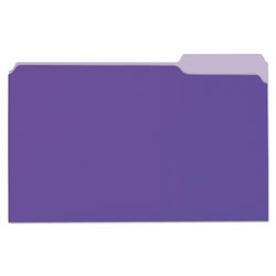 Universal Deluxe Colored Top Tab File Folders, 1/3-Cut Tabs: Assorted, Legal Size, Violet/Light Violet, 100/Box (UNV10525)