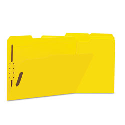 Universal Deluxe Reinforced Top Tab Fastener Folders, 0.75" Expansion, 2 Fasteners, Letter Size, Yellow Exterior, 50/Box (UNV13524)