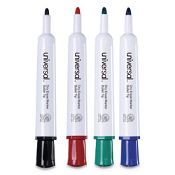 Universal Dry Erase Marker, Medium Bullet Tip, Assorted Colors, 4/Set (UNV43680)