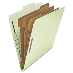Universal Eight-Section Pressboard Classification Folders, 3" Expansion, 3 Dividers, 8 Fasteners, Letter Size, Gray-Green, 10/Box (UNV10293)