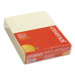Universal Glue Top Pads, Narrow Rule, 50 Canary-Yellow 8.5 x 11 Sheets, Dozen (UNV42000)