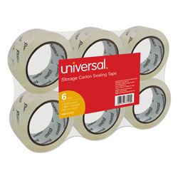 Universal Heavy-Duty Acrylic Box Sealing Tape, 3" Core, 1.88" x 54.6 yds, Clear, 6/Pack (UNV33100)