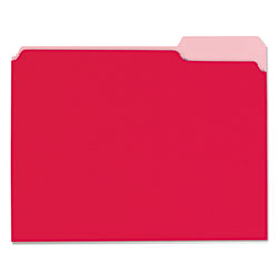 Universal Interior File Folders, 1/3-Cut Tabs: Assorted, Letter Size, 11-pt Stock, Red, 100/Box (UNV12303)