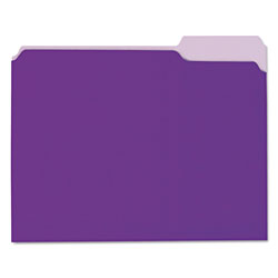 Universal Interior File Folders, 1/3-Cut Tabs: Assorted, Letter Size, 11-pt Stock, Violet, 100/Box (UNV12305)
