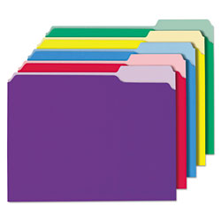 Universal Interior File Folders, 1/3-Cut Tabs: Assorted, Letter Size, 11-pt Stock, Assorted Colors, 100/Box (UNV12306)