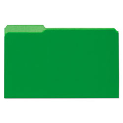 Universal Interior File Folders, 1/3-Cut Tabs: Assorted, Legal Size, 11-pt Stock, Green, 100/Box (UNV15302)