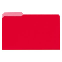 Universal Interior File Folders, 1/3-Cut Tabs: Assorted, Legal Size, 11-pt Stock, Red, 100/Box (UNV15303)