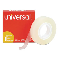 Universal Invisible Tape, 1" Core, 0.5" x 36 yds, Clear (UNV81236)