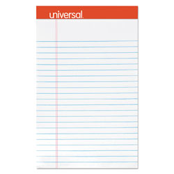 Universal Perforated Ruled Writing Pads, Narrow Rule, Red Headband, 50 White 5 x 8 Sheets, Dozen (UNV46300)