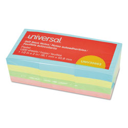 Universal Self-Stick Note Pads, 1.5" x 2", Assorted Pastel Colors, 100 Sheets/Pad, 12 Pads/Pack