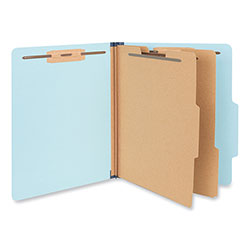 Universal Six-Section Classification Folders, Heavy-Duty Pressboard Cover, 2 Dividers, 6 Fasteners, Letter Size, Light Blue, 20/Box