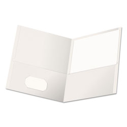 Universal Two-Pocket Portfolio, Embossed Leather Grain Paper, 11 x 8.5, White, 25/Box (UNV56604)