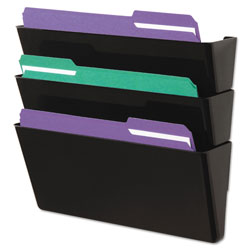 Universal Wall File Pockets, 3 Sections, Letter Size,13" x 4.13" x 14.5", Black, 3/Pack (UNV08121)