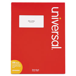 Universal White Labels, Inkjet/Laser Printers, 2 x 4, White, 10/Sheet, 250 Sheets/Box (UNV80004)