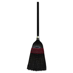 Boardwalk Flagged Tip Poly Bristle Janitor Brooms, 57-58-1/2 in, Natural/Black, 12/Carton