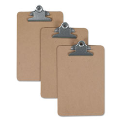 Universal Hardboard Clipboard, 3/4 in Capacity, 5 x 8 Sheets, Brown, 3/Pack