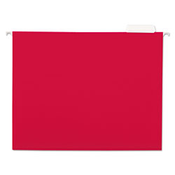 Universal Deluxe Bright Color Hanging File Folders, Letter Size, 1/5-Cut Tab, Red, 25/Box