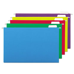 Universal Deluxe Bright Color Hanging File Folders, Legal Size, 1/5-Cut Tab, Assorted, 25/Box